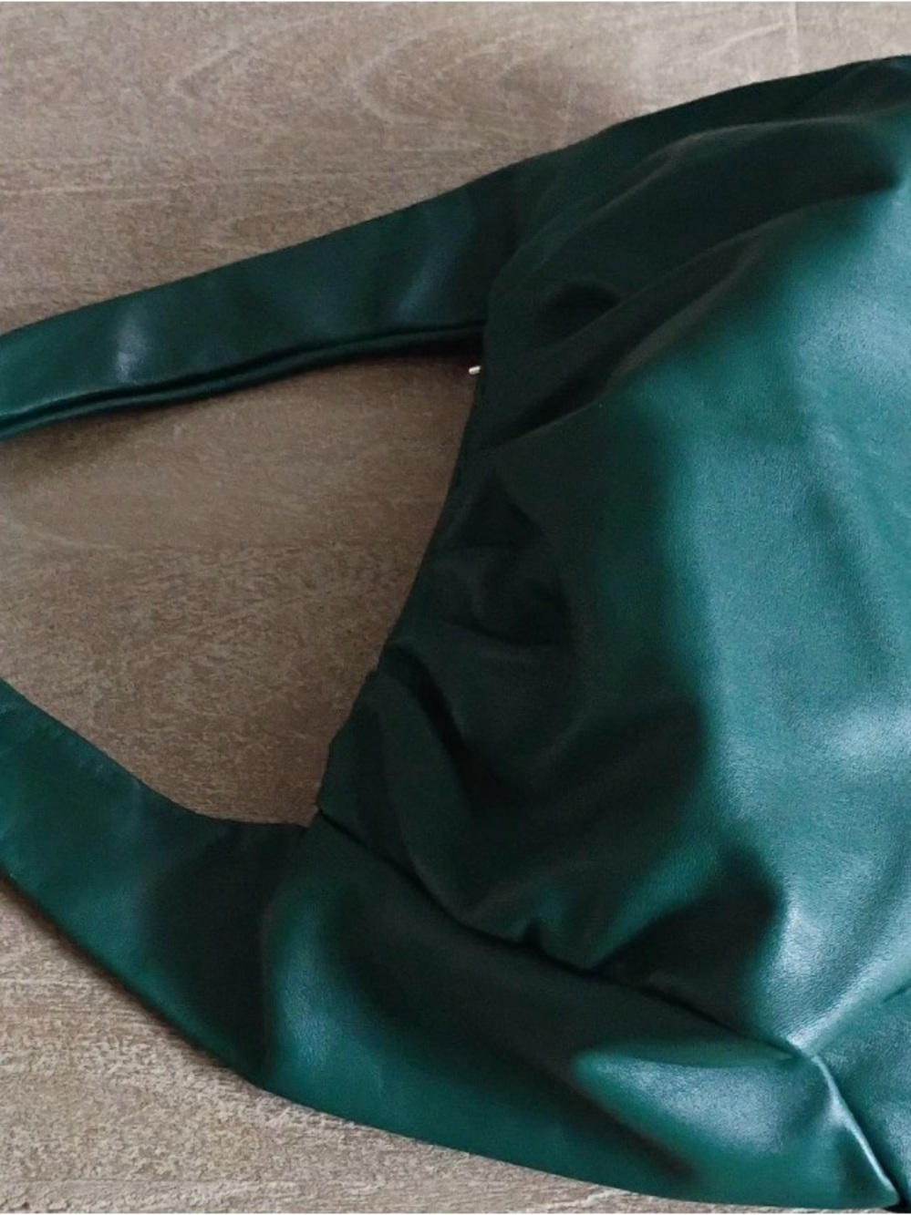 Green Ruched Hobo Bag leather by Nora Yahn - Picture 6 of 10